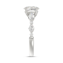 1.55 CTTW Certified Lab-Created Oval Shape Diamond Solitaire Engagement Ring in 14KT White Gold Setting with Round and Marquise Stones (Center 1.00CT)