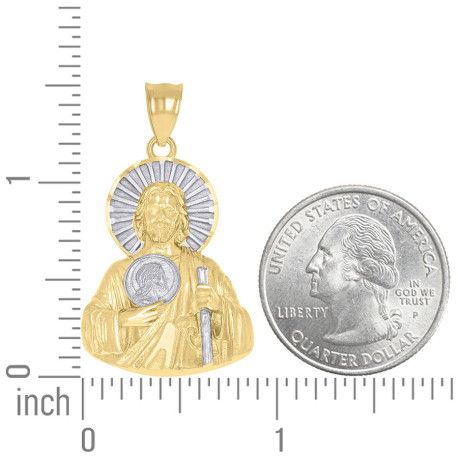 10kt Two-tone Gold Mens St. Jude San Judas Tadeo Religious Charm Penda