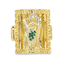 10KT Gold San Judas Greek Border Chino Bar Small Ring
