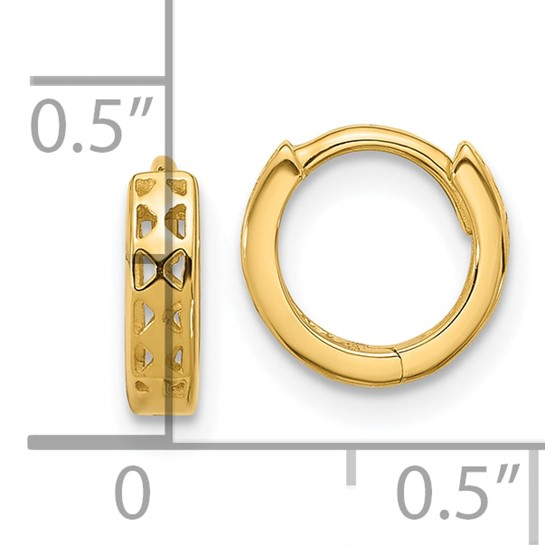 14k Cut-out Design Hinged Hoop Earrings