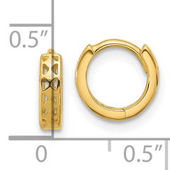 14k Cut-out Design Hinged Hoop Earrings