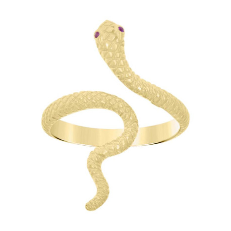 10kt Yellow Gold Womens Purple Cubic-Zirconia Snake Reptiles Wildlife Ring