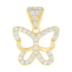 10kt Yellow Gold Womens Cubic-Zirconia Butterfly Fashion Charm Pendant