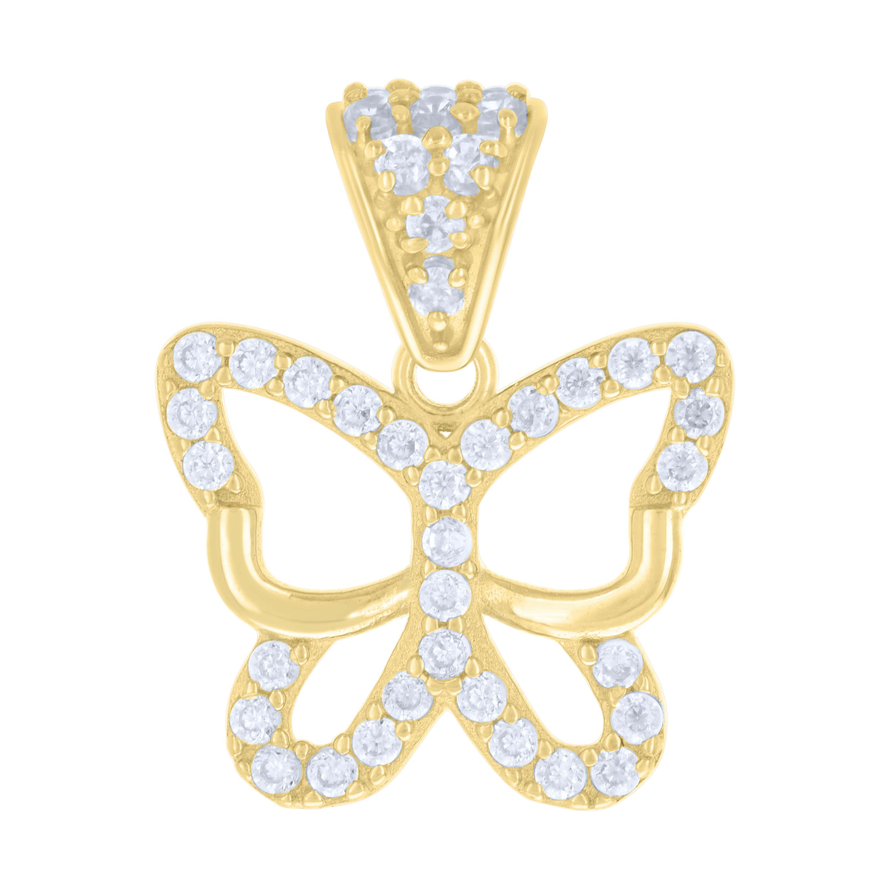 10kt Yellow Gold Womens Cubic-Zirconia Butterfly Fashion Charm Pendant