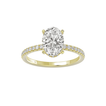 14K YELLOW GOLD 2 1/5CT ROUND/OVAL Certified Lab-Created DIAMOND ENGAG