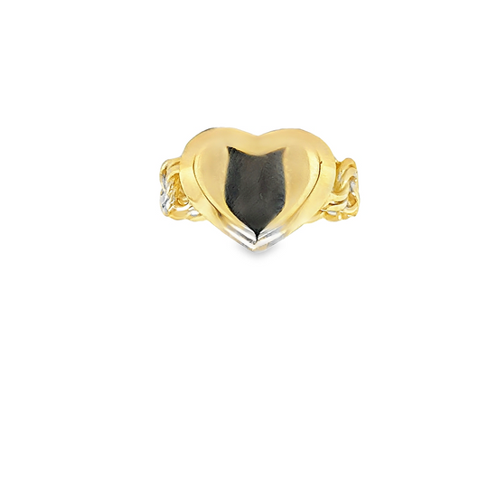 10KT Gold Chino Link Heart Ring Size 7