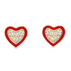 10KT Yellow Gold Heart Ring with Red Enamel