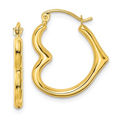 10KT Hollow Heart Shape Hoop Earrings