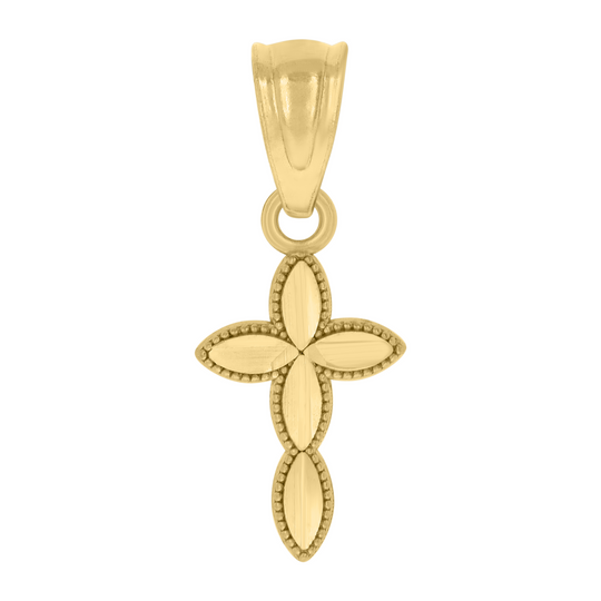 10kt Yellow Gold Diamond-Cut Cross Religious Charm Pendant 16MM with B