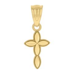 10kt Yellow Gold Diamond-Cut Cross Religious Charm Pendant 16MM with B