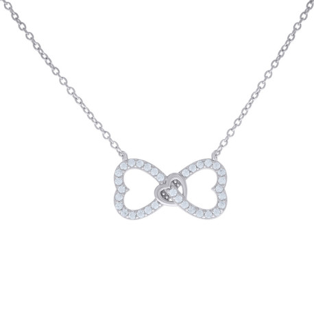 925 Sterling Silver Womens Bow Infinity Heart Necklace