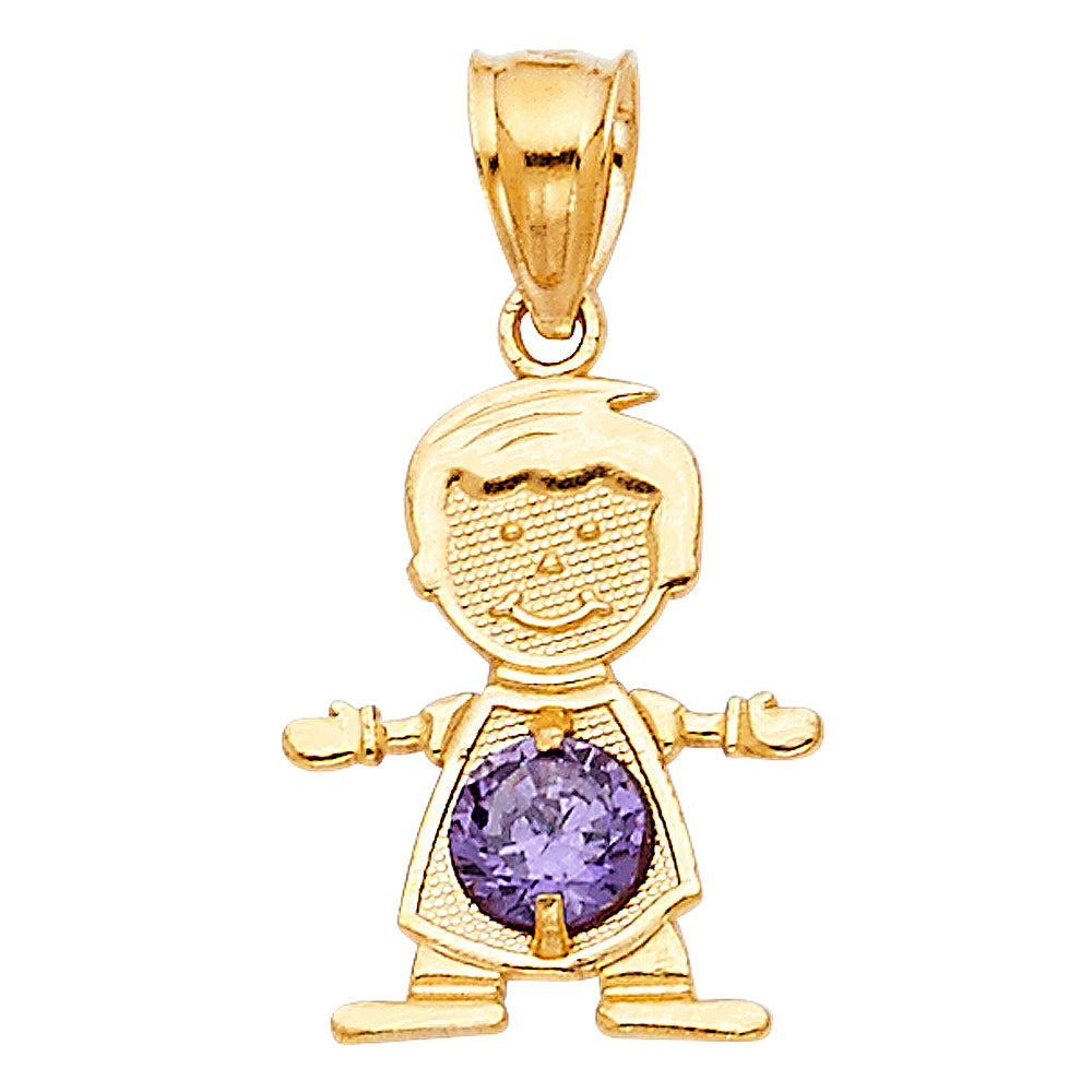 10KT BOY FEBRUARY CHARM FOR MOM