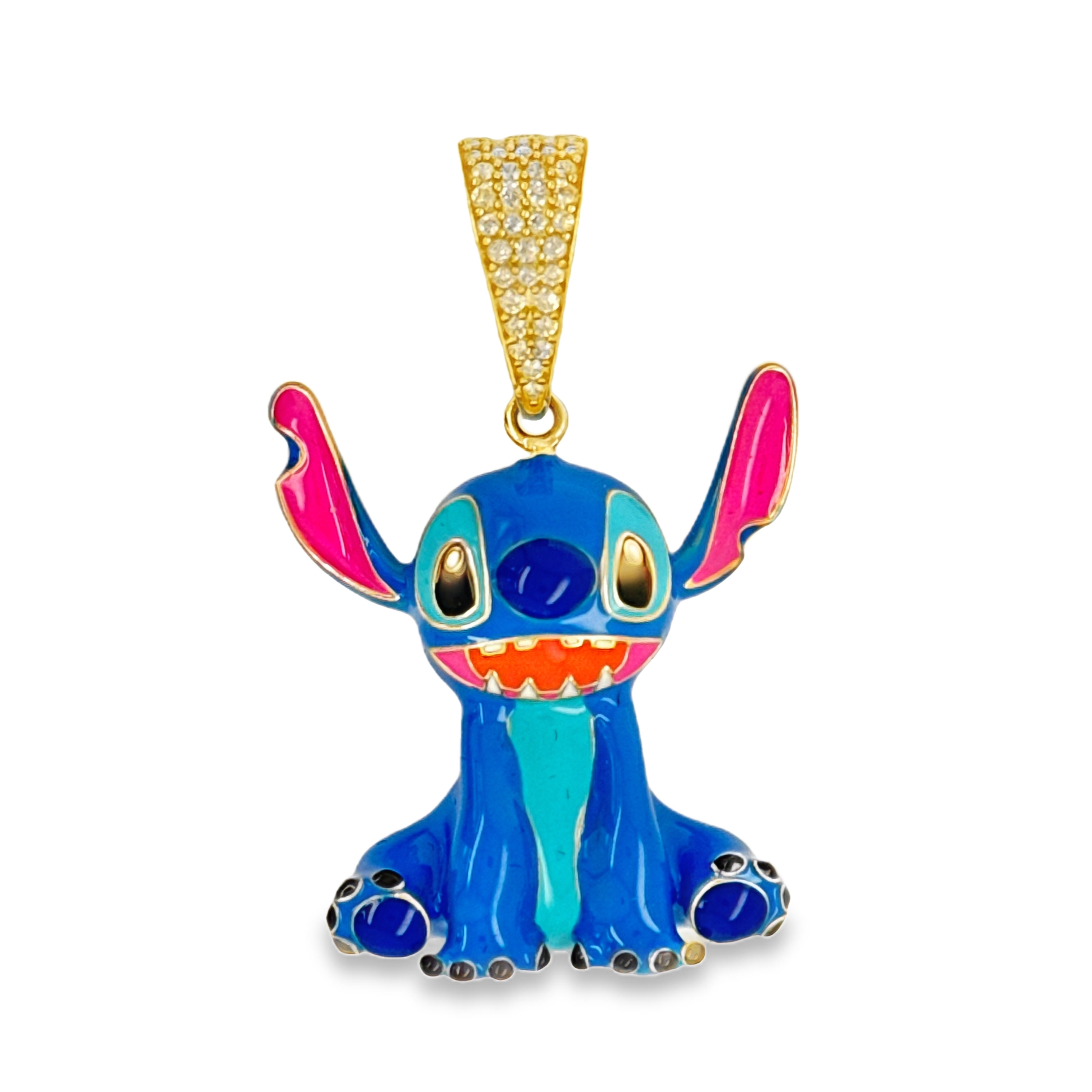 10KT Gold Blue Monster Pendant