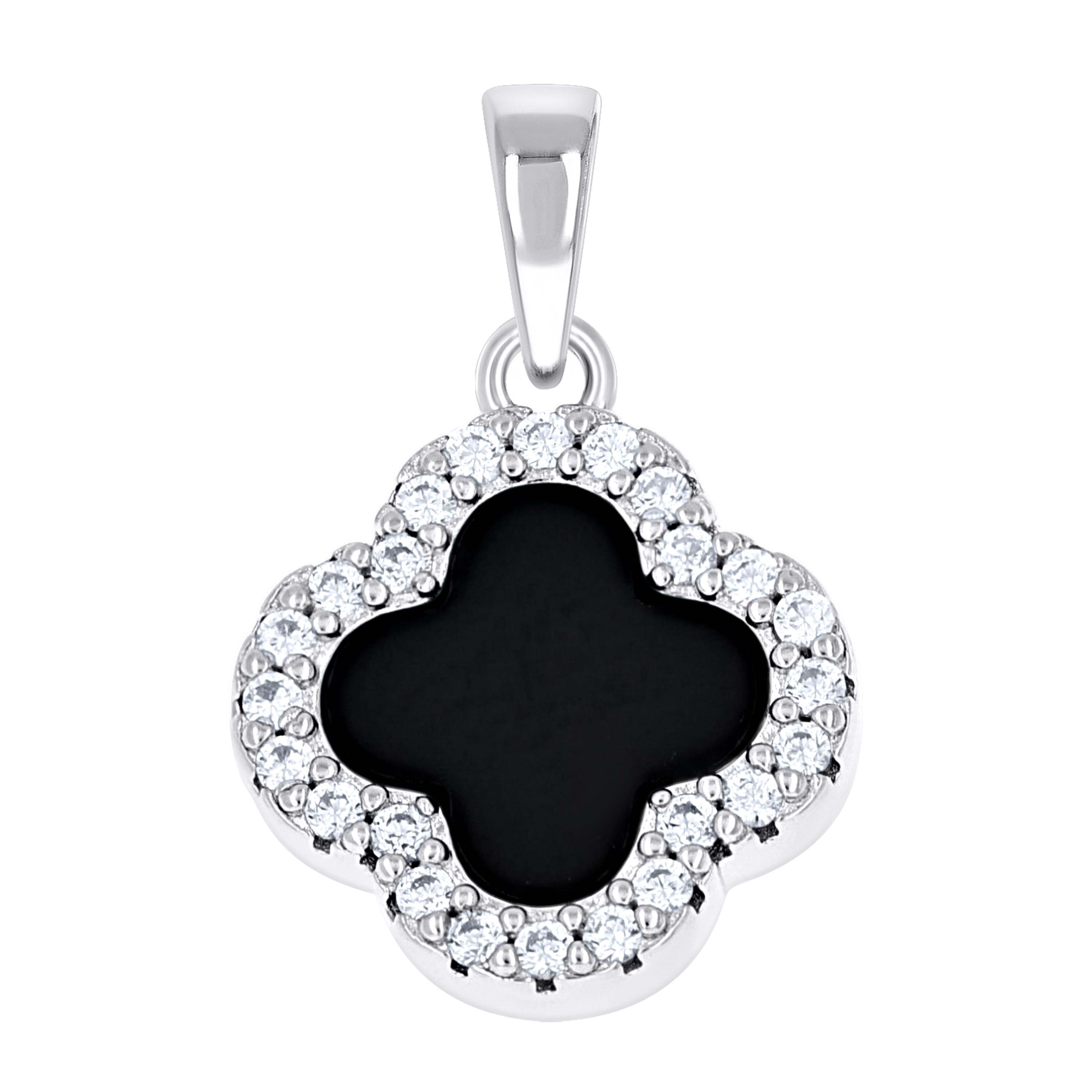 925 Sterling Silver Womens Cubic-Zirconia Black Clover Good Luck Penda