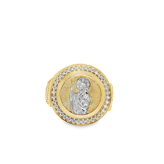 10kt Two-tone Gold Cubic-Zirconia St. Jude Religious Ring