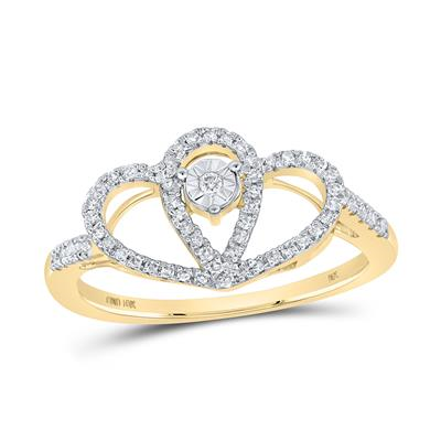 10k Yellow Gold Round Diamond Heart Nicoles Dream Collection Ring 1/5 Cttw