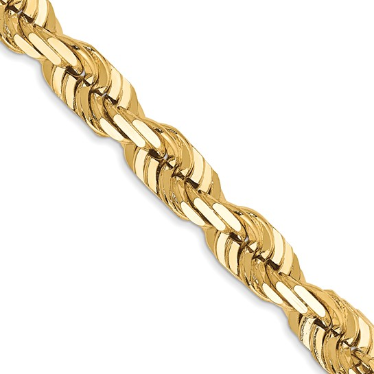 10KT Gold 5MM Solid Rope Bracelet 8IN