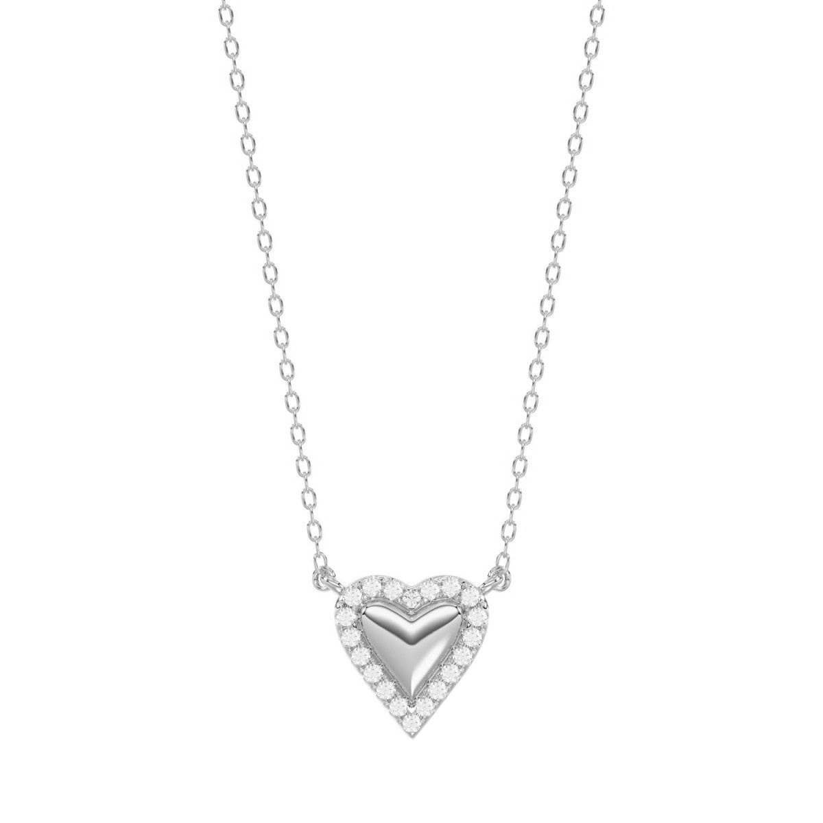 LADIES HEART 0.10CT DIAMOND NECKLACE IN STERLING SILVER