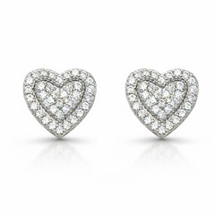 10KT Gold 9MM Heart Earrings with CZ