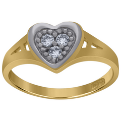 10kt Gold Girls Two-Tone CZ Heart Ring