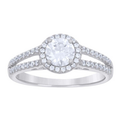 925 Sterling Silver Womens Cubic-Zirconia Engagement Ring Size 7