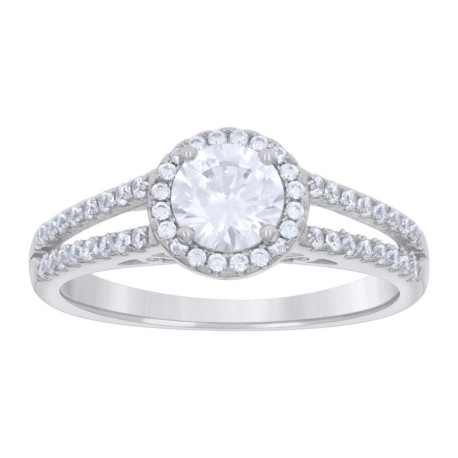 925 Sterling Silver Womens Cubic-Zirconia Engagement Ring Size 7