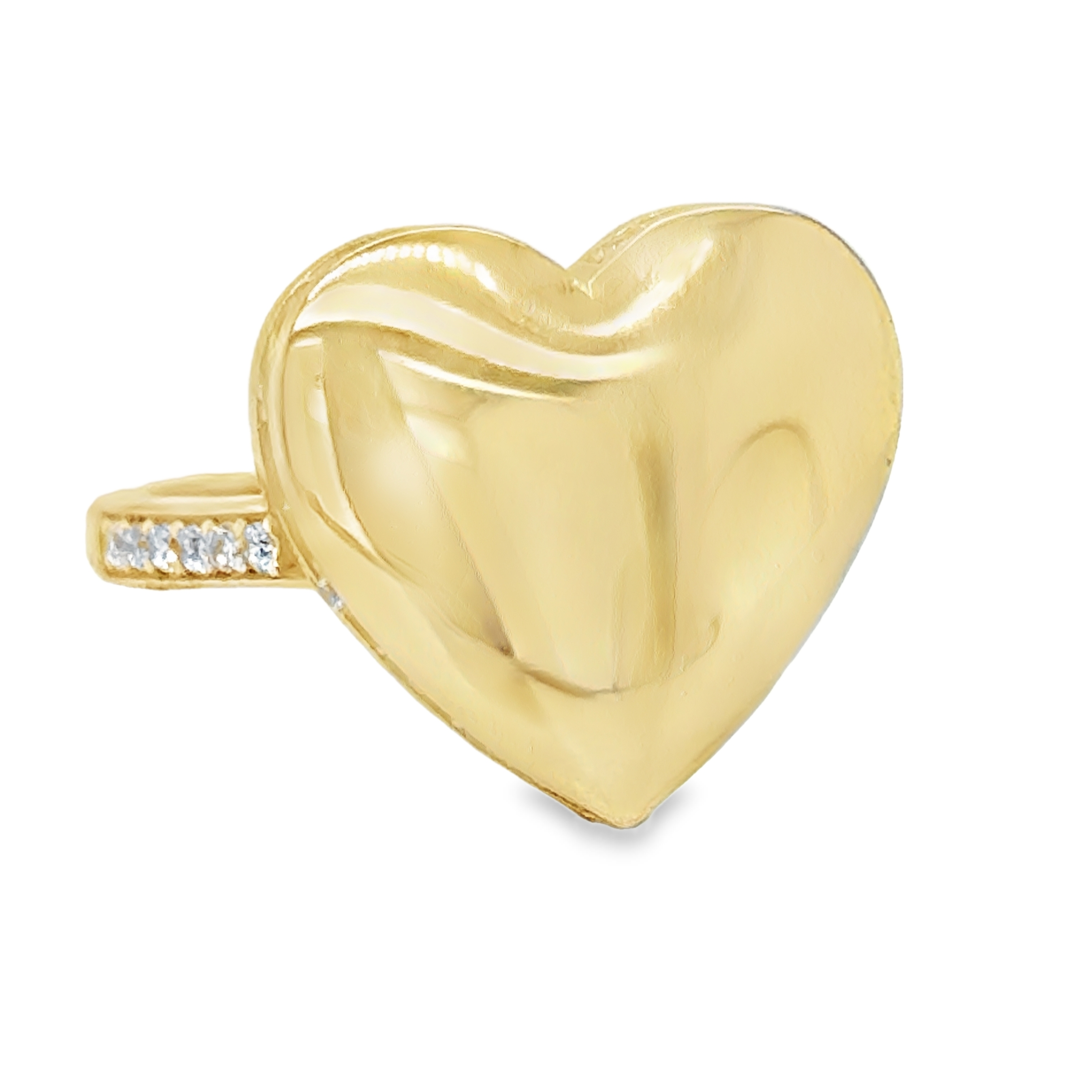 10KT Gold Plain Heart on top with Hidden CZ Halo FREE ENGRAVING