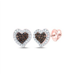 10KT ROSE GOLD 1/4CTW-NATURAL CHOCOLATE DIAMONDS COGNAC HEART STUD EARRING