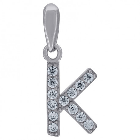 925 Sterling Silver Cubic-Zirconia Initial K Charm Pendant