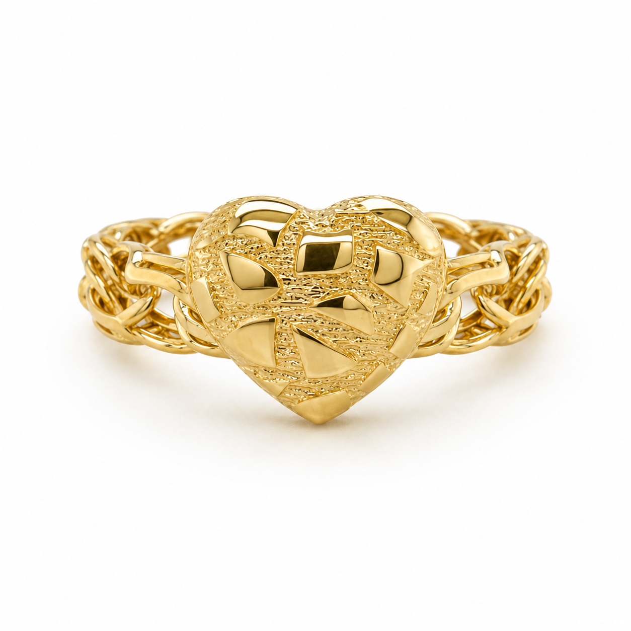 10KT Gold Chino Heart Nugget Chino Ring