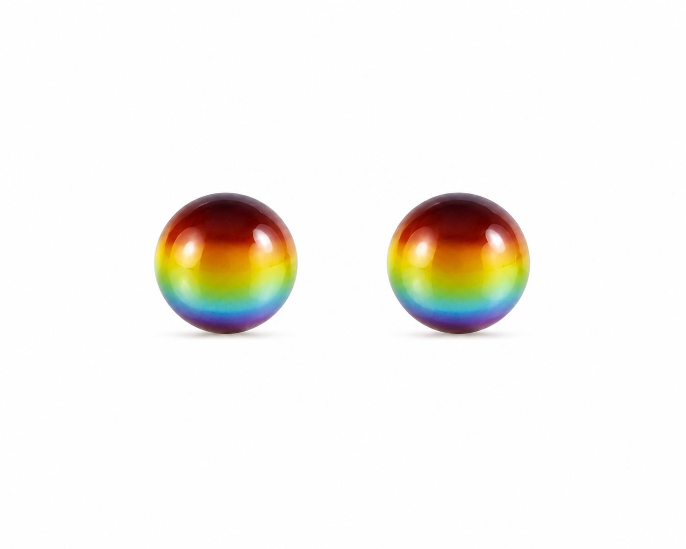 10KT Gold 6MM Ball Rainbow Stud Earrings