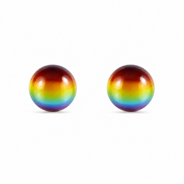 10KT Gold 6MM Ball Rainbow Stud Earrings