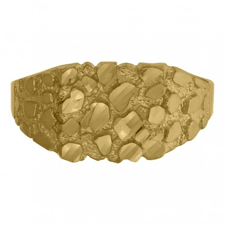 10kt Yellow Gold Mens Nugget Dc Textured Band Ring