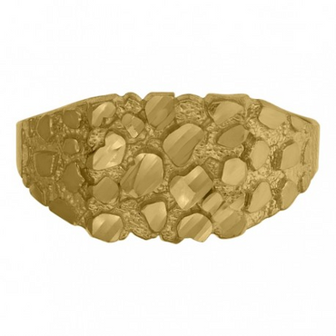 10kt Yellow Gold Mens Nugget Dc Textured Band Ring