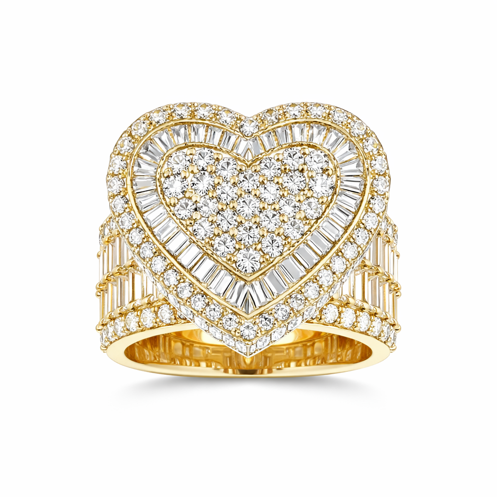 10KT Gold 20MM Heart Ring with CZ Size 7