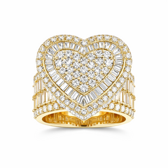 10KT Gold 20MM Heart Ring with CZ Size 7
