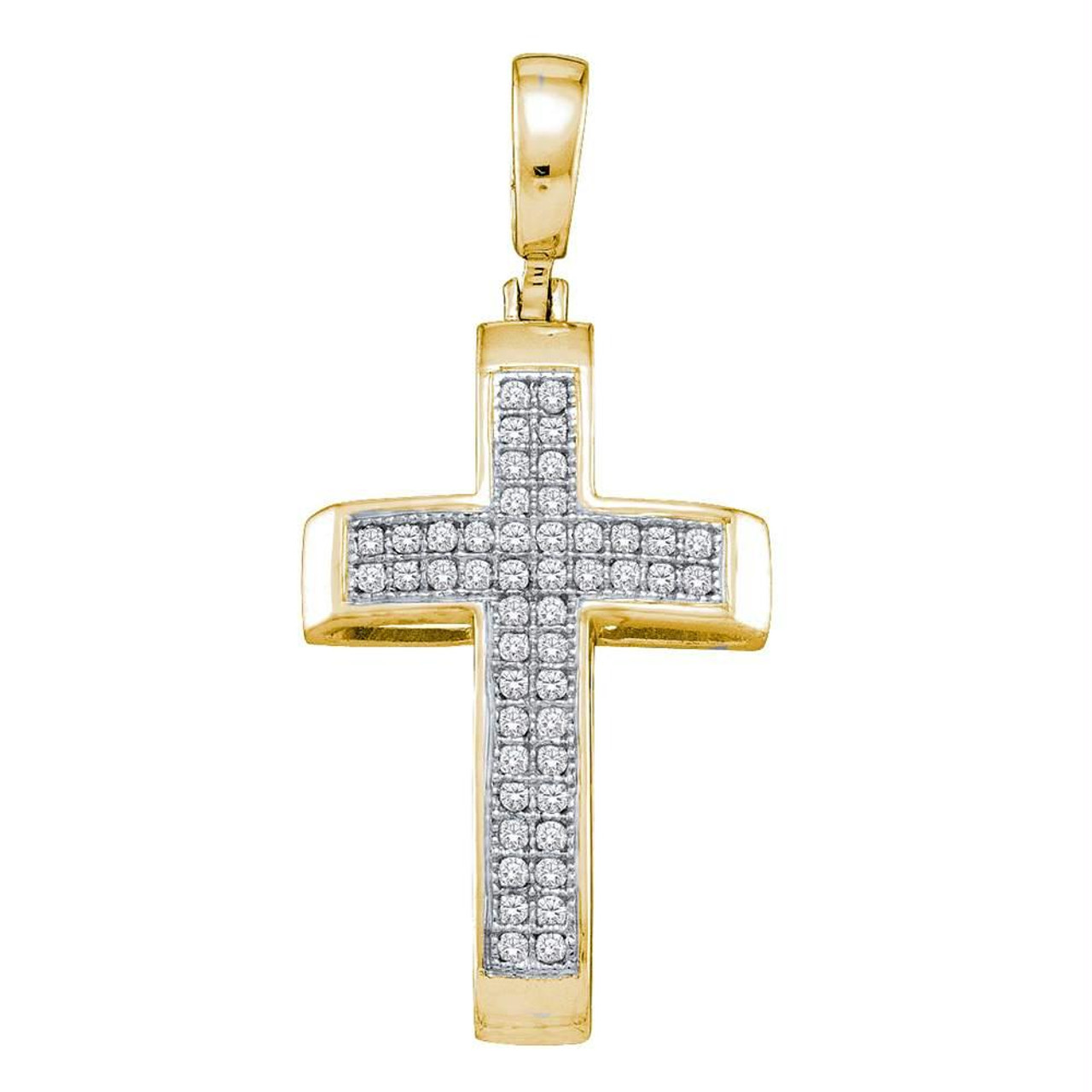 10KT YELLOW GOLD 1/6CTTW CROSS PENDANT