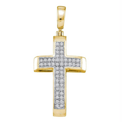 10KT YELLOW GOLD 1/6CTTW CROSS PENDANT