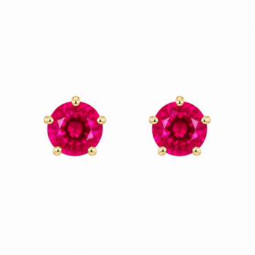 10KT Gold 3MM Ruby CZ July Birthstone Stud Earrings with Screback Ball