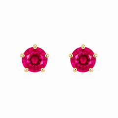 10KT Gold 3MM Ruby CZ July Birthstone Stud Earrings with Screback Ball