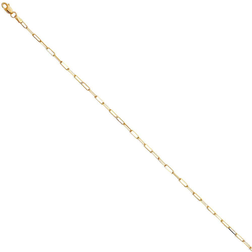 10KT Gold 1.7MM Paperclip Chain 18 Inches
