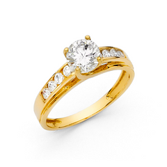 10KT Gold CZ Round Solitaire Engagement Ring