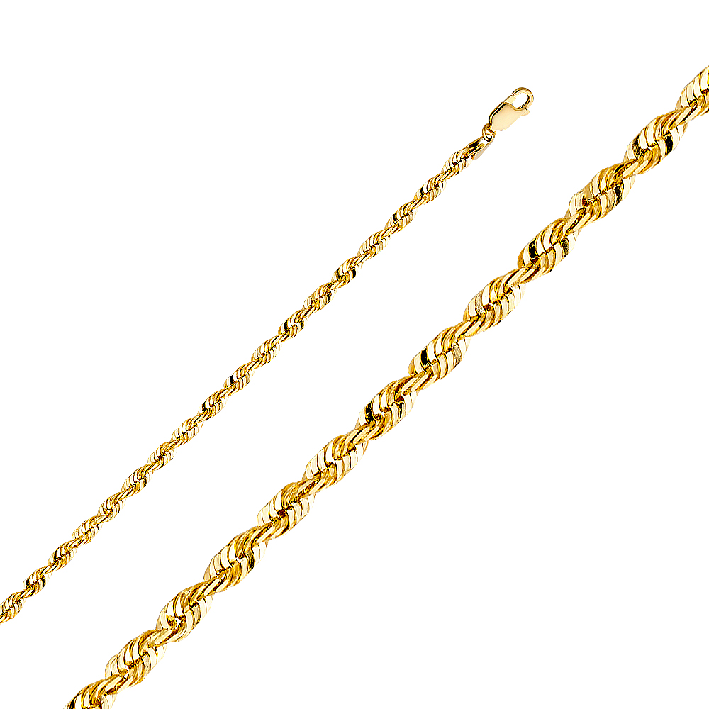 10KT Gold Solid 4MM Rope Bracelet 8 Inches
