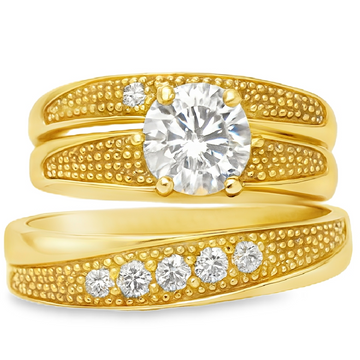 10KT Gold His and Hers Wedding Trio Set