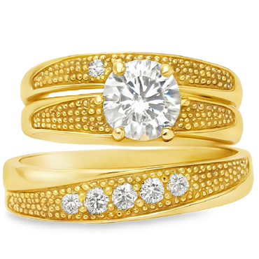 10KT Gold His and Hers Wedding Trio Set