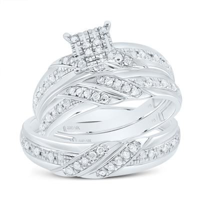 10K YELLOW GOLD PRINCESS DIAMOND HALO MATCHING WEDDING RING SET 0.33 CTTW