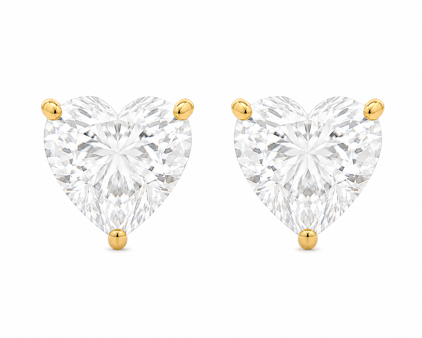 14KT Yellow Gold 1.09CTTW Lab-Created Heart Earrings (Not Certified)