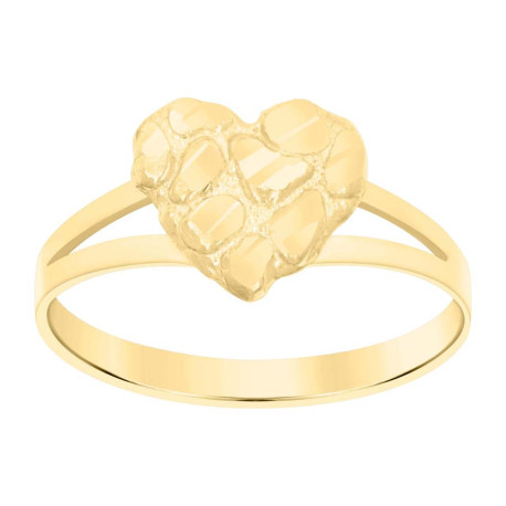10kt Yellow Gold Womens Nugget Heart Ring 9MM