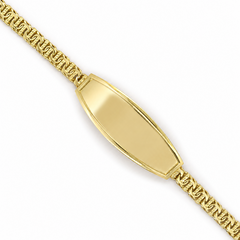 10KT Gold 5MM Chino Bar Monaco Bracelet with Greek Bars, Plain Border