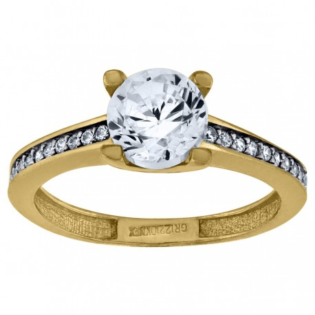 10kt Two-Tone Gold Womens Round Cubic Zirconia Engagement Ring